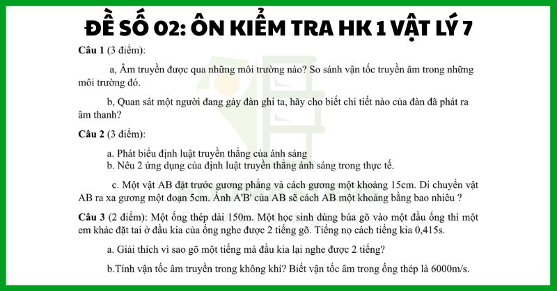 Vật lý đề 2 ôn kiểm tra học kì 1